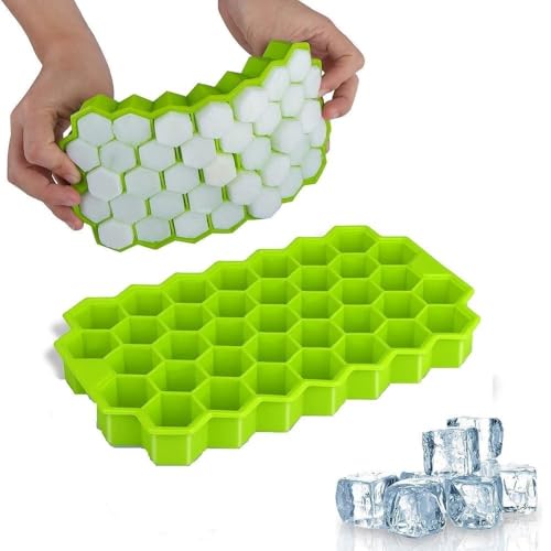 Image of Silicone Honeycomb 37 Cavity Ice Cube Tray for Freezer Moulds Small Cubes Whiskey Fridge Bar Soft Ice Cube Tray -Pack of 1