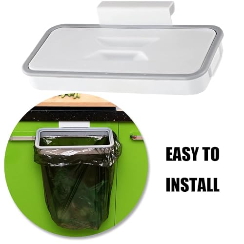 Image of Qiilu Trash Bag Holder for Plastic Bags Naile Kitchen Garbage Bag Holder ing Trash Bag Rack Garbage Waste Holder with Lid for Kitchen Closet Cupboard Accessory