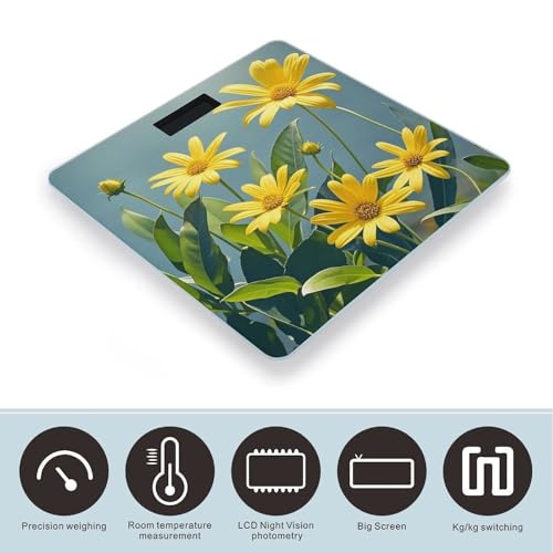 Báscula Digital de Baño Amarilla con Flores y Hojas miniatura 3
