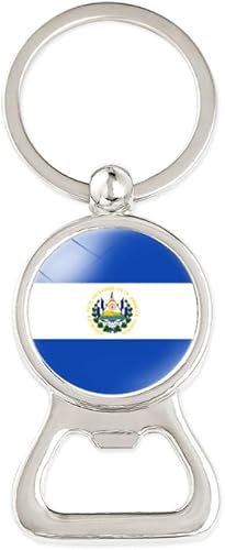 Arte de la bandera de El Salvador, llavero con diseño de flores y plantas azules, abrebotellas de cerveza, recuerdo de viaje, regalo de recuerdo,