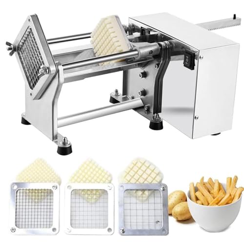 BOOZXCV Cortador de Patatas eléctrico Comercial para Patatas Fritas, máquina automática de Patatas Fritas con Cuchillas de Acero Inoxidable, Ideal para Uso Industrial y de restauración