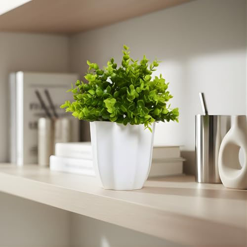 Image of fancymart Artificial Plant Hackleberry Bunch in Pot - 22 cm Height, Perfect for Tabletop Decoration | Ideal for Home & Office Decor