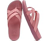 KuaiLu Womens Dressy Orthotic Flip Flops Trendy Comfortable Cushion Recovery Walking Leather Thong Sandals Ladies Yoga Memory Foam Summer Pool Beach Slip on Plantar Fasciitis Arch Support Pink 9