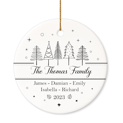 BSQUIELE Personalized Family Christmas Tree Ornament 2023, Custom Family Names Ornament, Customized Family Ornament, Memorial Ceramic Ornament, Family Christmas Ornament Keepsake Gifts for Family