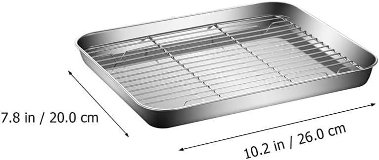 Cabilock 2sets Stainless Steel Baking and Rack for Frying Draining and Cooling Lightweight Sturdy Multi-functional Kitchen Storage Trays