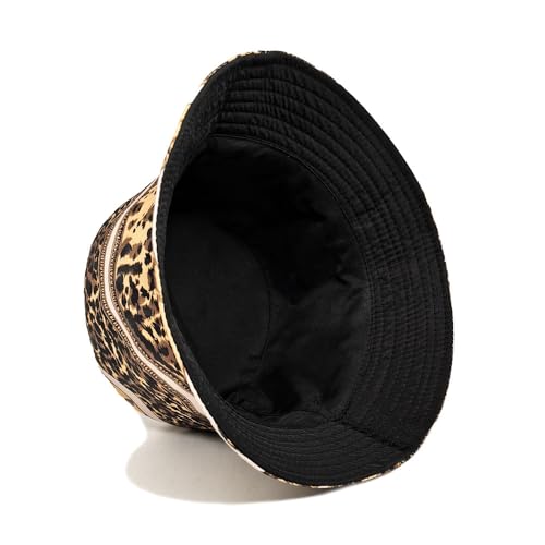 Image of Bucket Hat for Women Men,Travel Sun Beach Cap,Unisex Fishing Outdoor Boonie (Leopard Striped)