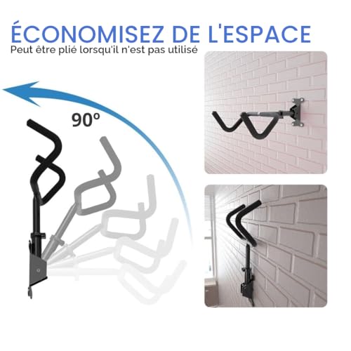 Support de vélo mural pliable suspendu gain de place intérieur
