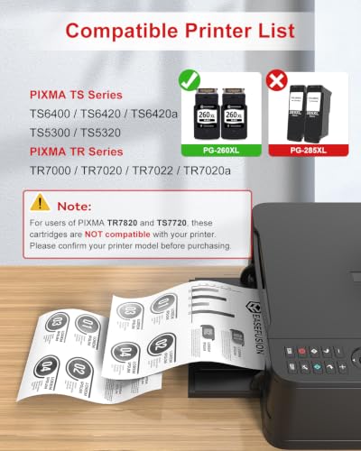 Image of EaseFusion 260XL Black Ink Cartridge Replacement for Canon 260 PG-260 PG-260XL PG260 PG260XL, Compatible with PIXMA TS6420a TS6420 TR7020a TS5300 TS5320 TR7020 Printer (2 Black, High Yield)
