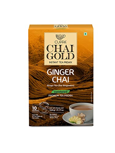 Instant Chai Latte Ginger Tea By Chai Gold - Premium, Gluten-Free, Real Natural Cane Sugar – Perfect For Home, Travel, Parties, And Camping - Tasty Authentic Indian Chai Unsweetened (Pack Of 2) #TOP21