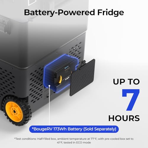 Image of BougeRV 12 Volt Car Refrigerator, CRD2 61 Quart Portable Fridge Freezer with APP Control, -4℉ to 68℉ Dual Zone Compressor Electric Cooler 12 /24V DC, 110~240V AC for Overlanding, Camping, RV, Truck