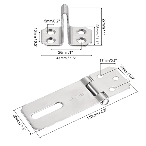 Image of MECCANIXITY 3 Inch Stainless Steel Thick Door Latch Hasp Lock Heavy Padlock Clasp with Screws for Cabinet Closet Gate, Silver