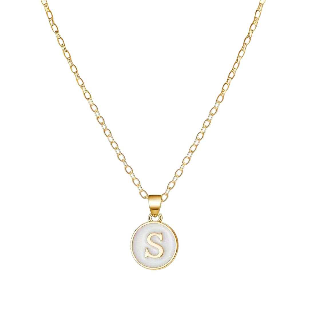 giftana Alphabet Locket with Chain, White Enamel Letter A-Z Pendant Necklace for Woman and Girls, Personalized Initial Name Gold Plated Pendant Necklace Gift for Girlfriend, Sister-picture-49