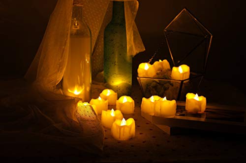 Image of CANDLE CHOICE Battery Operated Flameless Tea Lights Realistic Flickering Long Lasting LED Votive Tealight Candles for Halloween Thanksgiving Christmas Wedding Decorations Battery Included 24 Pack