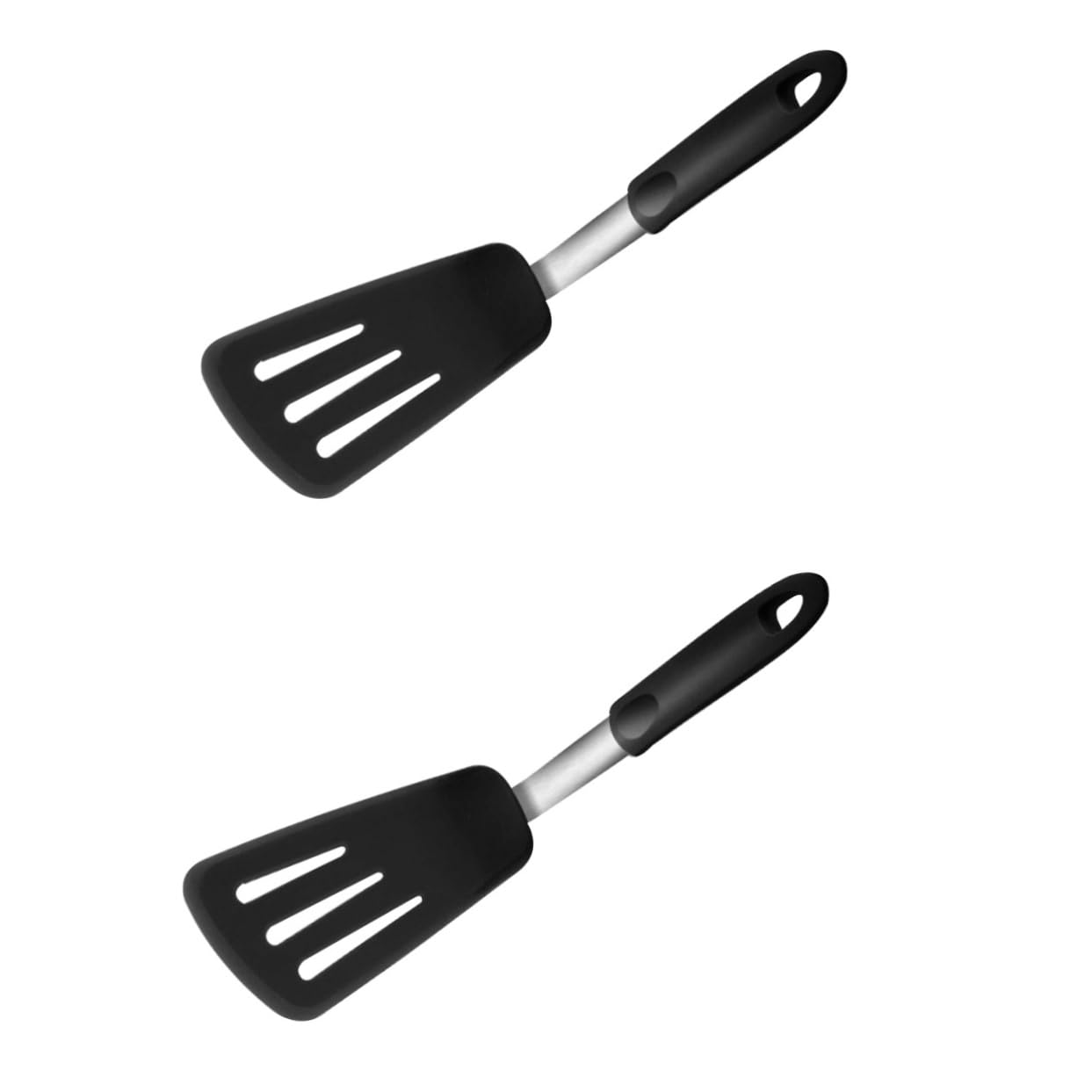 TOPBATHY 2piezas Espátula De Cocina De y Acero Inoxidable Utensilio De Cocina Antiadherente Para Sartenes y Ollas Diseño Para Colgar Color Negro