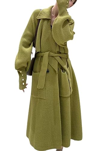 CHARTOU Women's Elegant Lapel Collar Rib-Knit Open...
