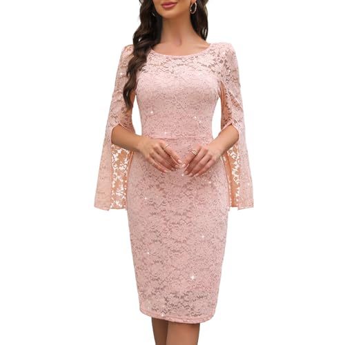 Image of COOAN Sequin Cocktail Formal Dresses for Women,Weddings Guest Evening Party Gowns Slim Midi Fishtail Dress