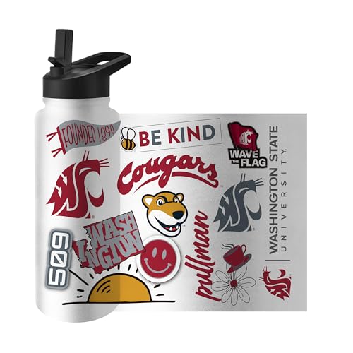 Image of Logo Brands NCAA Native 34 oz Quencher Water Bottle - | Local Icons Design | Double-Wall Insulated| Leak-Proof Lid & Built-In Straw