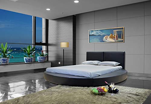 GREATIME B1159 Modern Round Bed,Queen,Black