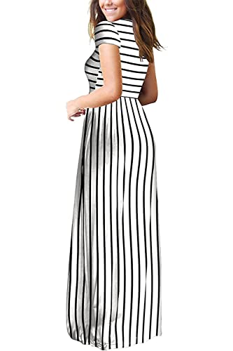 Image of DEARCASE Maxi Dress for Women Short Sleeve Casual Summer Loose Plain Comfy Long Dresses with Pockets