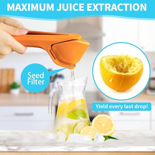 Image of WOODONICK Lemon Squeezer Citrus Juicer Citrus Squeezer That Folds Flat For Space-Saving Storage, Manual Lime squeezer Lemon Juicer Enhanced Leverage to Reduce Effort (Orange)