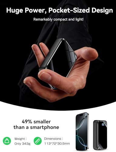 Portable Charger Power Bank 50000mAh, 22.5W Fast Charging & 50% Smaller Battery Pack with Built-in Cables, Travel Camping 4 Outputs, LED Display for iPhone, Android, iPad, Black - Image 4