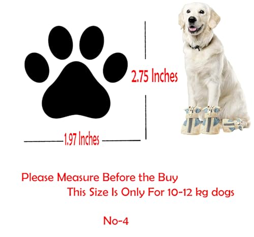 Image of Dog Shoes for Shih Tzu, Golden Retriever, German Shepherd & Persian /Summer Heat Dog Boot Adjustable Non-Slip, PU Paw Protector-Waterproof Size-4 for 5 to 9 Kg (L X W Paw-2.65 x 1.9) Inch