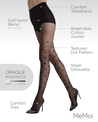 MeMoi Women's Sheer Dot Flocked Nylon Tights3