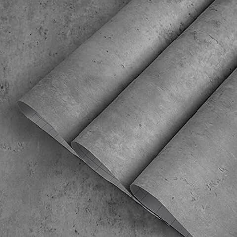 TOTIO Extra Wide Self Adhesive Wallpaper Grey Concrete Cement Effect Vinyl Wrap 31.5x157inch Matte Thicken Gray Sticky Back Plastic Waterproof Furniture Sticker PVC Wall Sticker Retro Industrial Style Cover