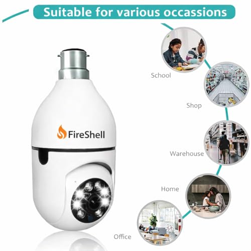 Image of Fireshell 360 Bulb Security Camera 1080P HD | Smart PTZ WiFi CCTV with App Control, Motion Alert & Two-Way Talk | Indoor Home Surveillance Light Socket Camera