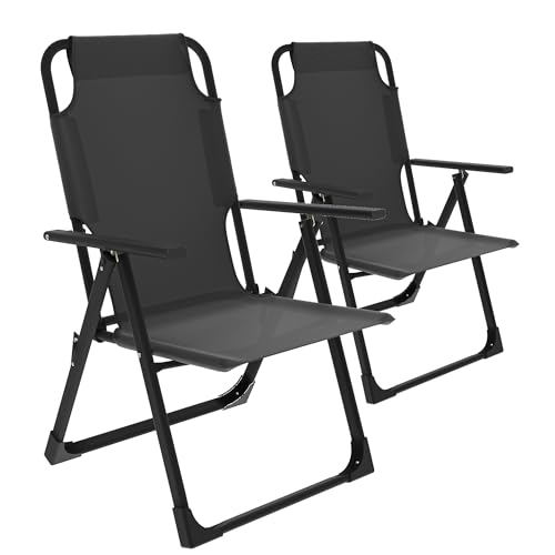 UDPATIO Outdoor Dining Chairs Set of 2, Heavy Duty Adjustable Recliner, Folding Chairs for Outdoor...