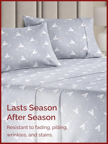 Full Polar Bears Sheet Set - Holiday Xmas Pattern Bedding Set - Deep Pockets - Snug Fit - 4PC - Wrinkle Free & Easy Care - Comfy, Cozy Festive Winter - Holiday Sheets for Women, Men, Kids & Teens