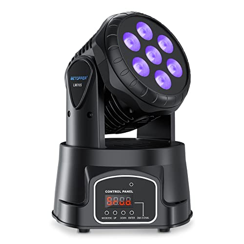 BETOPPER Stage Lights Mini Moving Heads 7x8W LED 9/14CH Disco DJ Lights' Dance Lighting LED RGBW DMX512 Sound Activated High Energy Light for Party Wedding Club Bars Show