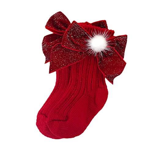 Generisch Calcetines para niños Navidad Dibujos Animados Brillante Lazo Calcetines de lana de punto, Rd4, S Infant