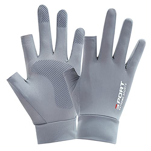 Sun Protection Gloves Floral Non-Slip Fingerless Gloves for Men Women Lightweight Outdoor Driving Fishing Gear Kayaking Hiking Paddling Canoeing Rowing Gloves Breathable Moisture Wicking (Gray)
