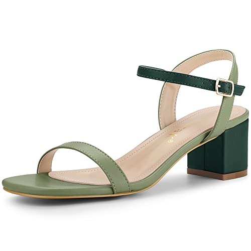 Allegra K Women's Slingback Buckle Chunky Heels Two-Tone Sandals