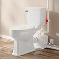 HOCANFLO Macerating Toilet System, 800W Macerator Pump with 4 Inlets & 2 Outlets, Upflush Toilet for Basement, Kitchen Sink, Bathroom, Laundry, Easy Install Two Piece Toilet, Space Saving