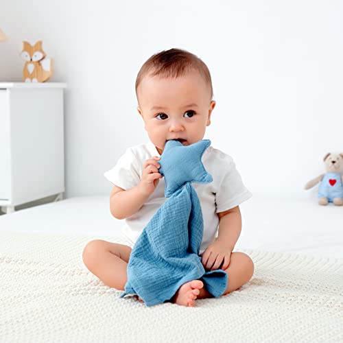 Image of insular Baby Lovey Blanket for Boys and Girls, Organic Cotton Muslin Security Blanket for Babies, Soft Breathable Lovie Soothing Towel for Newborn and Infant, Star&Moon(Pink)