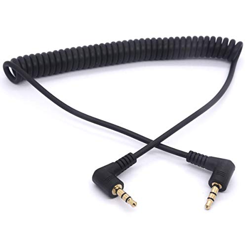 Cable de audio en espiral con conector 3.5mm en ángulo miniatura 1
