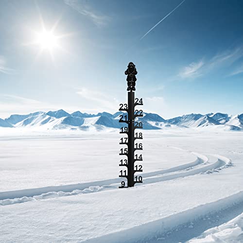 cjc Snow Gauge, 24 Inch Snow Gauge,iron Art Snow Gauge Outdoor Christmas Decorations Handmade Metal Snow Measuring Stick Snow Gauges for Yard, Detachable Snow Gauge Outdoor (Santa Claus)