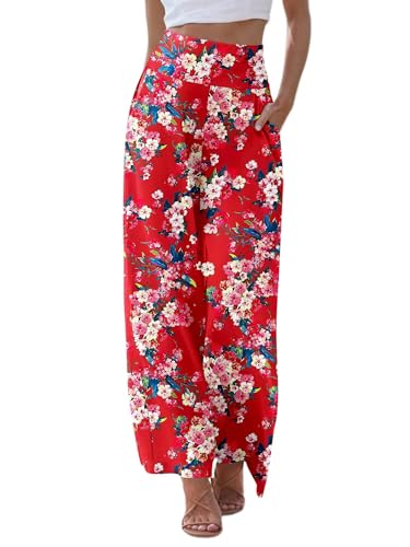 JZC Women's Palazzo Lounge Pants Casual Wide Leg Pants High Waist Flowy Toursers with Pockets
