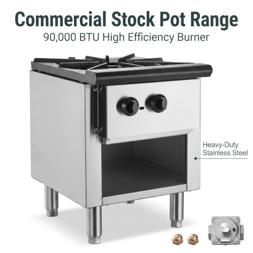Image of Commercial Gas Stove with Cabinet,90,000 BTU Single Burner,Silver