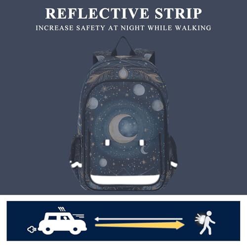 senya Moon Planets Backpack Water-Resistant Bag Lightweight Bookbags with Reflective Strip4