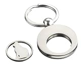 Wenko 2er Set Schlüsselanhänger Katze mit Einkaufswagen-Chip, Schlüsselring mit Metallchip, Metall - Silber