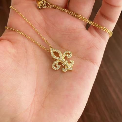 Cubic Zirconia Fleur De Lis Pendant Necklace for Women - Elegant Timeless Design, Enhanced Durability and Tarnish Resistance4