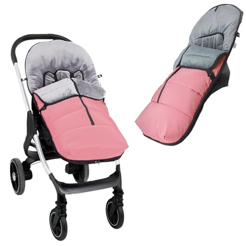 Various   Saco de Silla de Paseo Universal Impermeable con Forro de Polar Térmico, Saco Invierno Silla Paseo Resistente y Transpirable,Saco de Abrigo Carritos,Color Rosa Liso