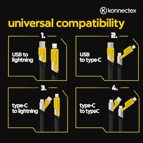 Image of 4 in 1 Cable | Gold Plated Ports | Ultra Fast Charging & Data Transfer | Supporting Thunderbolt, Type C, Lightning, Type A for All