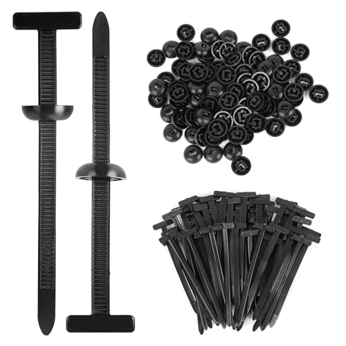 URAQT Fascette Plastica Universali, 100 pezzi Nylon Universal Cable Tie Buckle, Fascette plastica nere con design a perno e bottone, Fibbie Universalis in Nylon per Cavi per fissaggio auto, Parafanghi