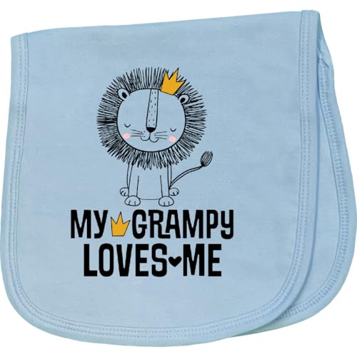 inktastic Grampy Loves Me Grandkids Lion Baby Burp Cloth Light Blue 46c95