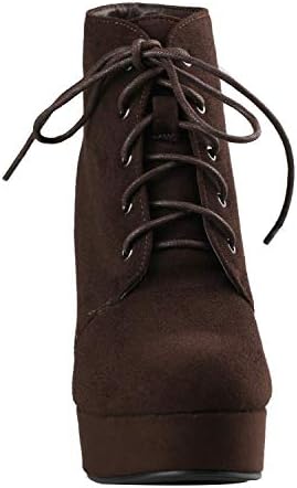 Women's Ankle Boots Lace Up Block Chunky Heel Dress Booties Comfort Party Shoes CM86 (8.5, Brown) | Image 4