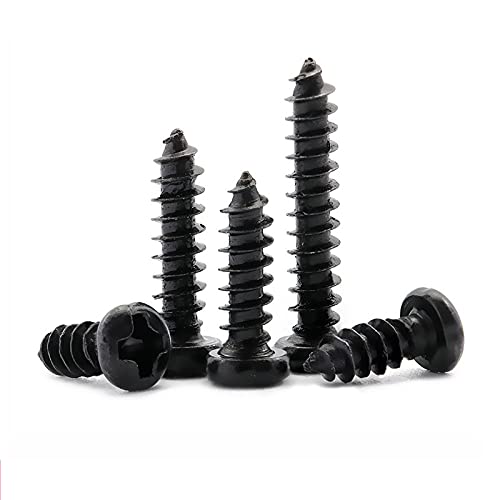 Black Round Head Cross Self Tapping Screw Round Head Self Tapping Pan Head Electronic Small Screw M1 1.2 1.4 1.7-M3 - (Size: M3x6, Color: 500pcs)